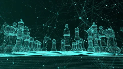 Digital chess, abstract chessboard with digital elements Video stock 256646055