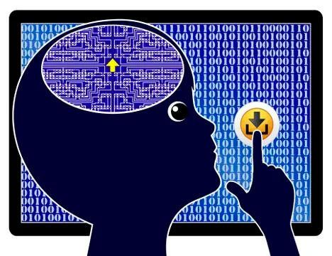 Digital Child updates his Brain Illustrazione stock