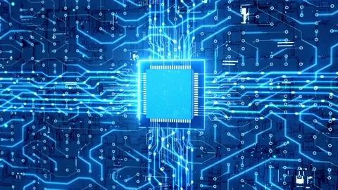 Digital chips and circuit board background Stock Footage 229998049