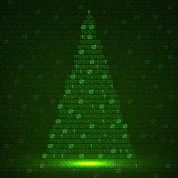 Digital christmas tree with binary code. Christmas tree. Vector illustration イラスト素材