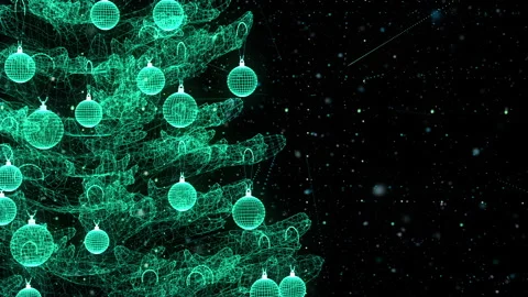 Digital Christmas Tree Projection Stock Footage 292909884