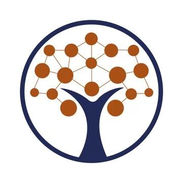 Digital Circle Human Tree logo design. Technology, nature, wireless, internet, v Stock Illustration