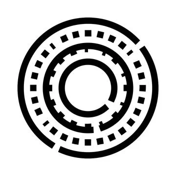 Digital circle maze icon representing technology and connection Stockillustratie