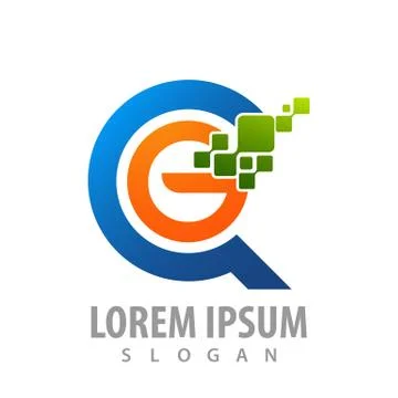 Digital circle pixel initial letter G logo concept design. Symbol graphic tem Stock Illustration