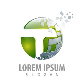 Digital circle pixel T letter logo concept design. Symbol graphic template el Stock Illustration