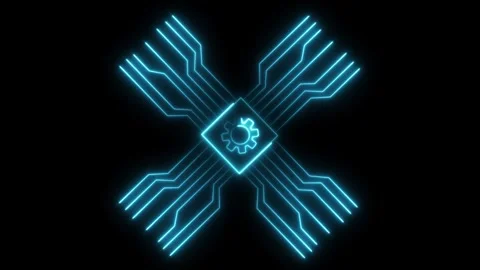 Digital circuit AI interface, particle data connecting technology animation Stock Footage 321194055