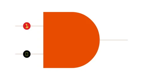 Digital Circuit - AND Logic Gate - Input 1 0 - Animation Stock Footage 63443940