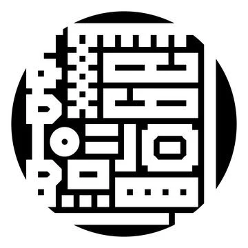 Digital circuit board abstract pattern inside circle Stockillustratie