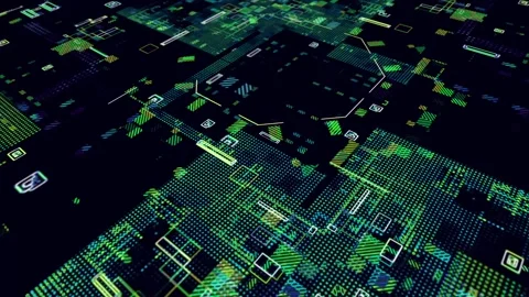 Digital circuit board background animation, particle cyberspace connection Stock Footage 296320379