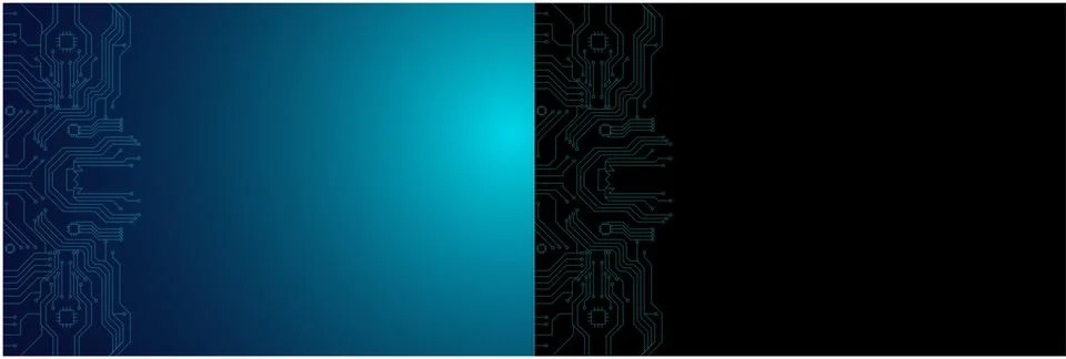 Digital circuit board backgrounds featuring cyan blue and black gradient te.. Illustrazione stock