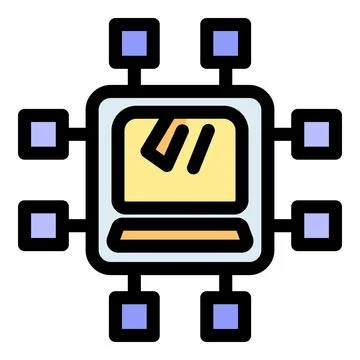 Digital circuit board with central processor icon Stock Illustration