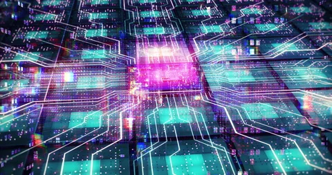 Digital Circuit Board Data Transfer Abstract VFX Element. 動画素材 327653711