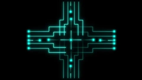 Digital circuit board displays advanced hardware development paths. High te.. Stock Footage 337370219