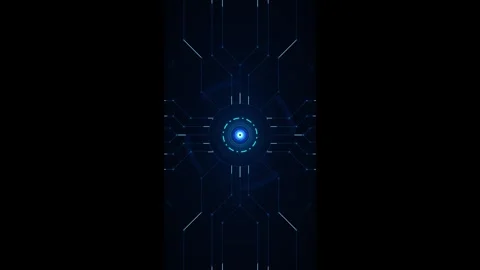 Digital circuit board hud background, with glowing blue, data flow and, cyb.. Stock Footage 337559549