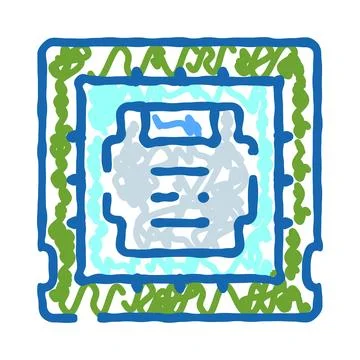 Digital circuit board with integrated processor unit Stock Illustration