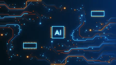 Digital Circuit Board with Interconnected Microchips and Glowing Pathways. Stock Footage 300380782