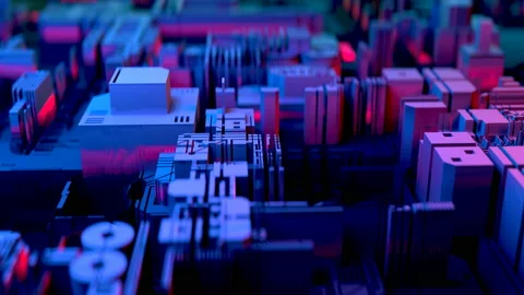 Digital circuit board, microchip artificial intelligence Stock Footage 136010091