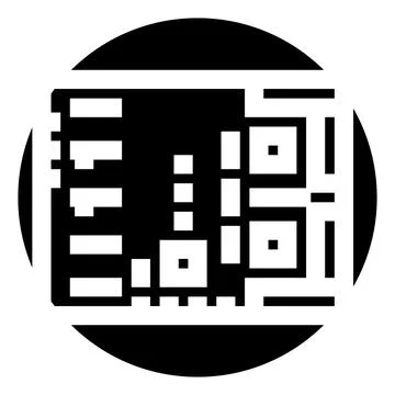 Digital circuit board microchip block glyph icon Stock Illustration