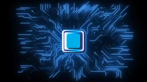 Digital circuit board neon light effect green screen background Stock Footage 303941297