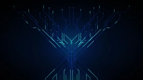 Digital circuit board network background: glowing data flow and cyber techn.. Stock Footage 337559602