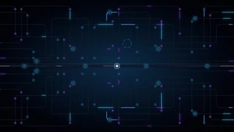 Digital circuit board network background: abstract tech data flow and cyber.. Stock Footage 337565586