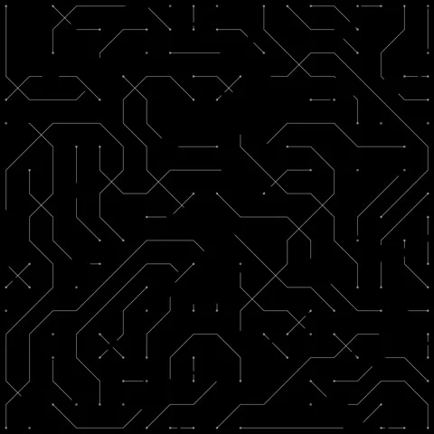 Digital Circuit Board Pattern Geometry on Black Background, Technology Desi.. Stock Footage 341375573