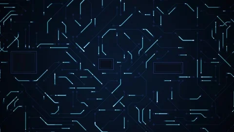 Digital circuit board pattern with glowing blue light pathways an abstract Stock Footage 348069508