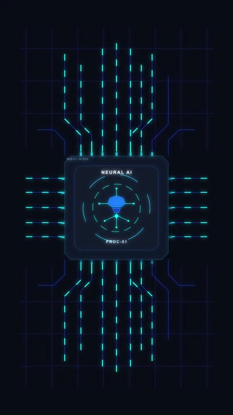 Digital circuit board processor animation with glowing light node Stock Footage 348327934