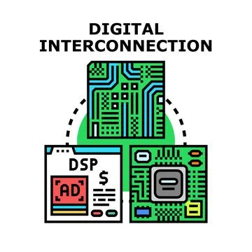 Digital circuit boards connecting for data exchange 스톡 일러스트