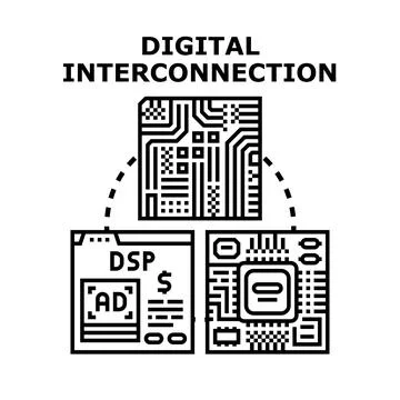 Digital circuit boards connecting for data exchange イラスト素材