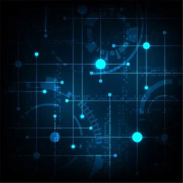 Digital circuit on a dark blue background. Illustrazione stock