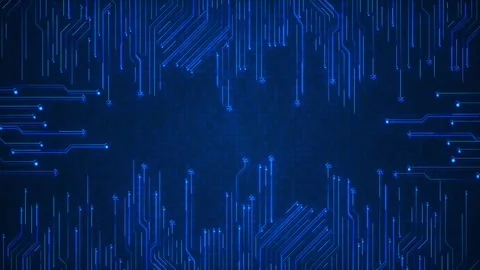 Digital circuit direction flow visual blue arrows, glowing routes, and clean tec Stock Footage 340525307