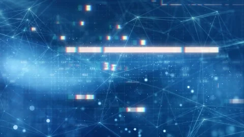 Digital Circuit Electronical Data, Plexus Motion Digital Glitch Network Stock Footage 297299390