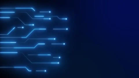 Digital circuit glows against a dark background, symbolizing innovation. Stock Footage 286407420
