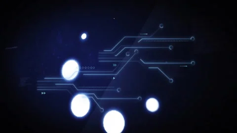 Digital circuit lines and glowing nodes, futuristic technology animation Stock Footage 306433024