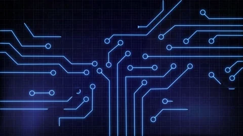 Digital circuit neon lines bilding up Stock Footage 169488091