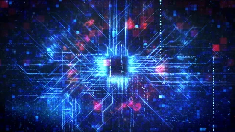 Digital Circuit Network Loop Stock Footage 141386885