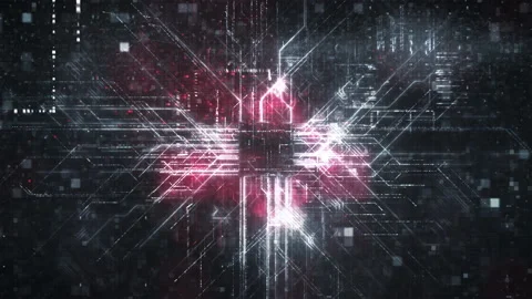 Digital Circuit Network Loop Stock Footage 141397360