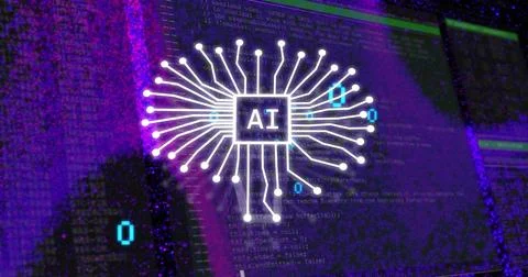 Digital circuit tree and binary code over computer programming image Stock Illustration