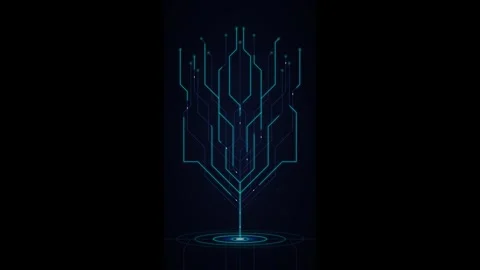 Digital circuit tree animation: abstract technology background, for data an.. Stock Footage 337559599