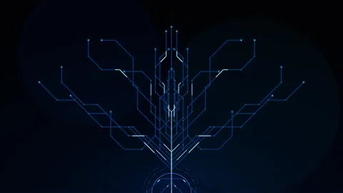 Digital circuit tree animation: abstract technology network and data connec.. Stock Footage 337559604