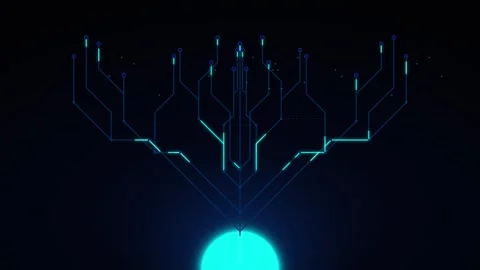 Digital circuit tree growth animation: abstract technology network background Stock Footage 337559648