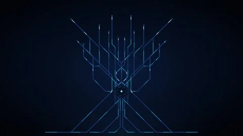 Digital circuit tree network animation: abstract technology background, for.. Stock Footage 337559649