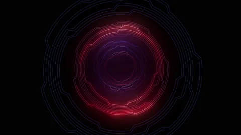 Digital Circuit Tunnel Network a Blue Red1 Stock Footage 146364382