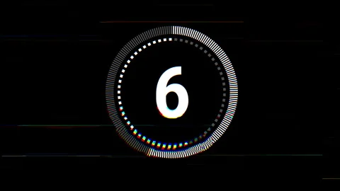 Digital Circular 10 second Countdown Timer Animation with RGB Glitch Effect Stock Footage 325019936