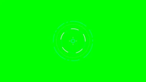 Digital circular crosshair interface graphic on a vibrant green screen Stock Footage 340265943