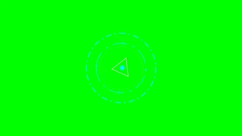 Digital circular interface element with a central triangle on green screen Stock Footage 341822694
