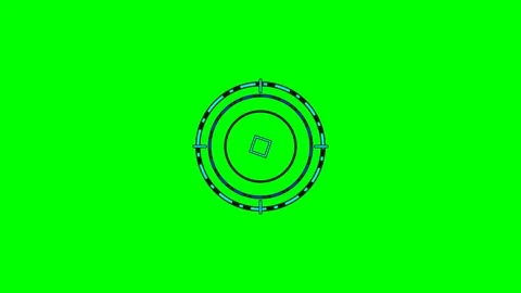 A digital circular target scope interface design on a vibrant green backgroun Stock Footage 340266123