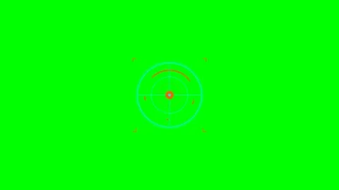 Digital circular targeting reticle with neon light effects on green screen Stock Footage 340264919