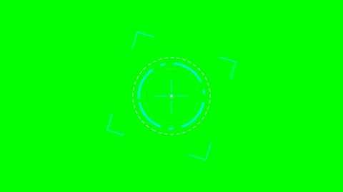 Digital circular targeting reticle overlay on a bright green background scree Stock Footage 340267678